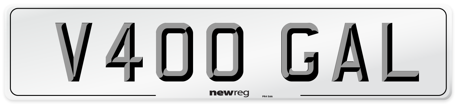 V400 GAL Number Plate from New Reg
